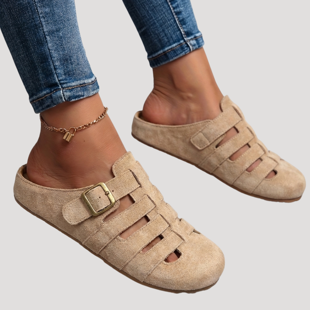 Liora | Women's Closed Toe Buckle Clogs Comfortable Breathable Flat Sole 1