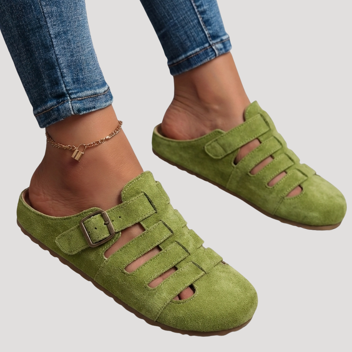 Liora | Women's Closed Toe Buckle Clogs Comfortable Breathable Flat Sole 3