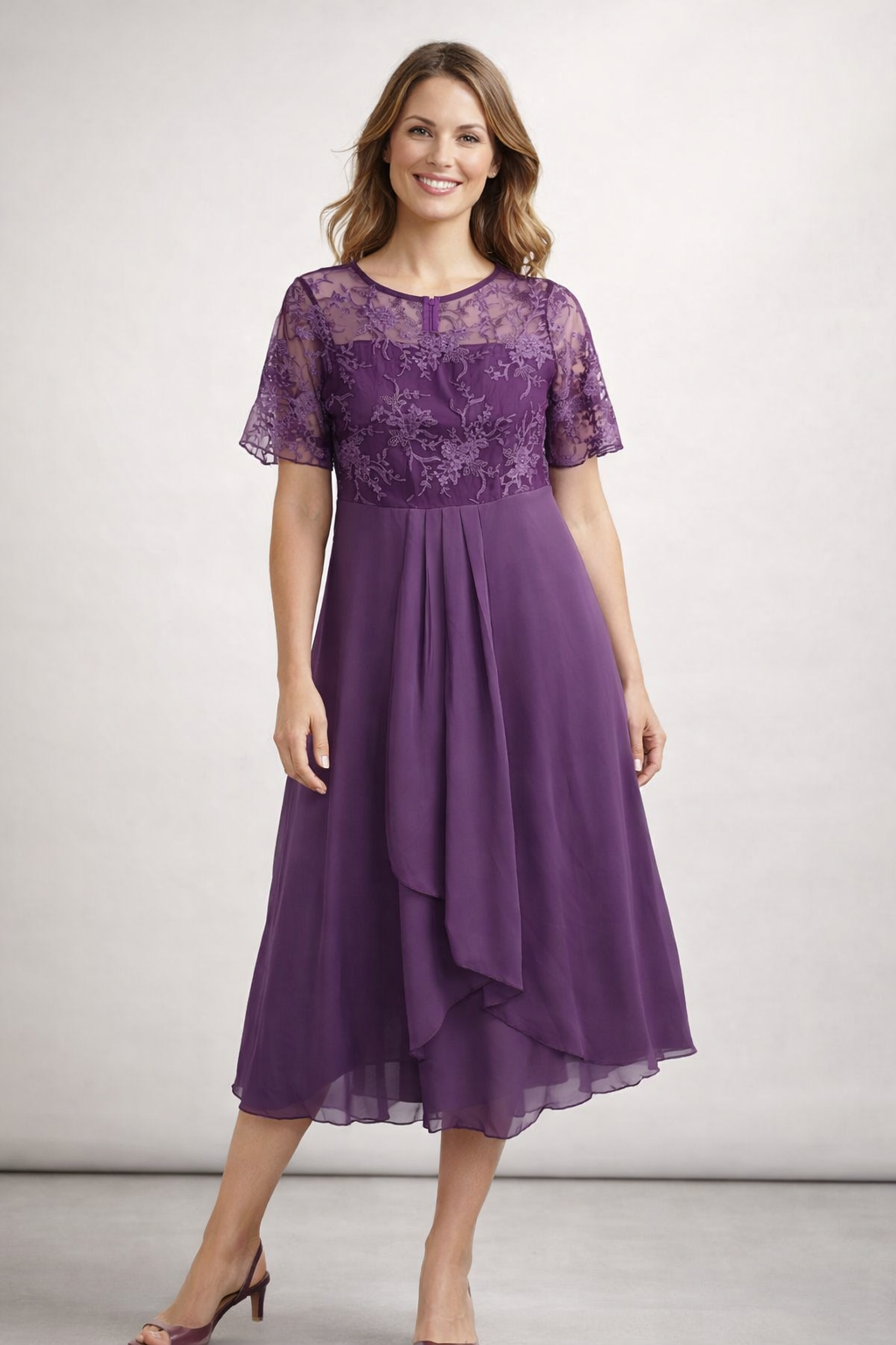Liora | Women's Dress – Elegant Lace Top, Flared Skirt & Midi Length 3
