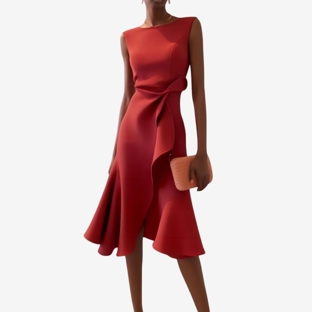 Livia | Elegant Asymmetrical Satin Midi Dress for Women 0