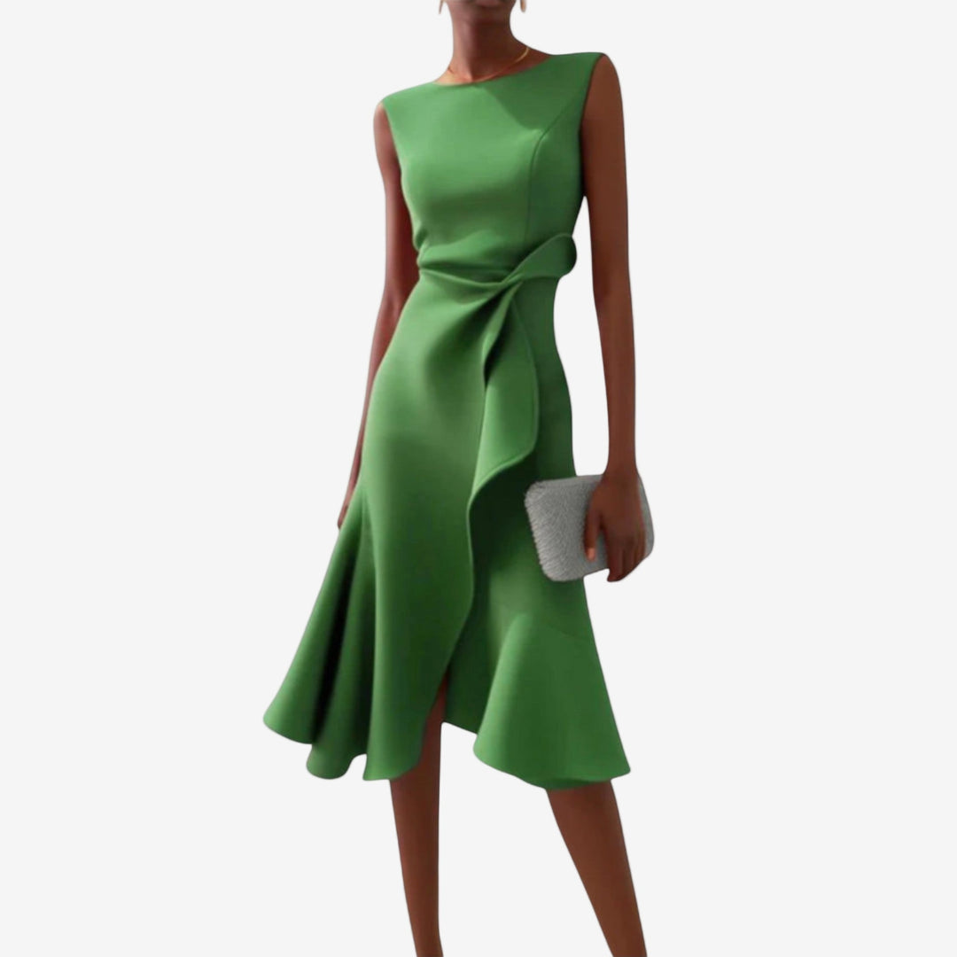 Livia | Elegant Asymmetrical Satin Midi Dress for Women 3