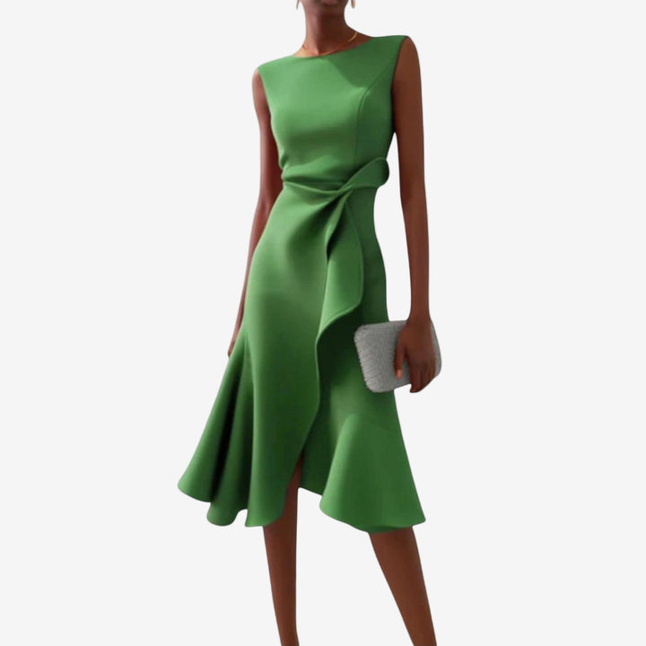 Livia | Elegant Asymmetrical Satin Midi Dress for Women 3
