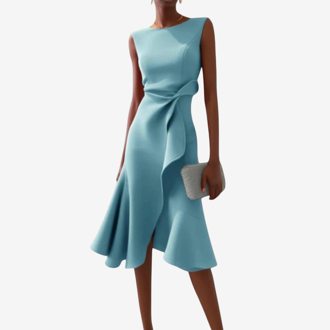 Livia | Elegant Asymmetrical Satin Midi Dress for Women 4