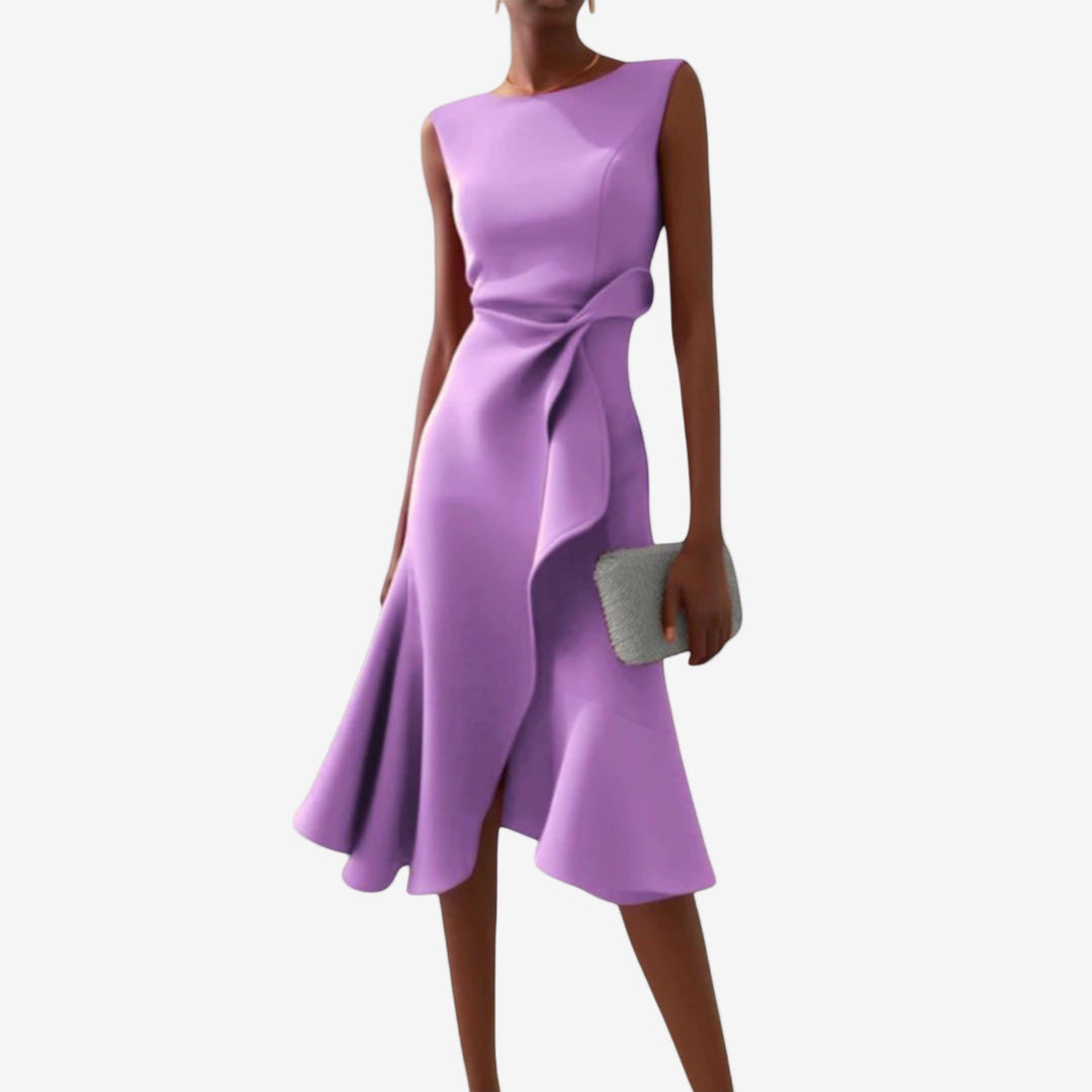 Livia | Elegant Asymmetrical Satin Midi Dress for Women 5