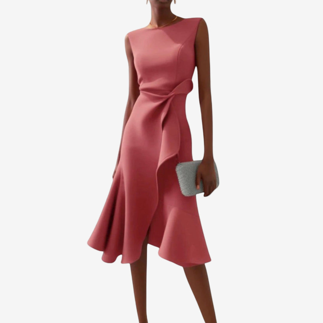 Livia | Elegant Asymmetrical Satin Midi Dress for Women 6