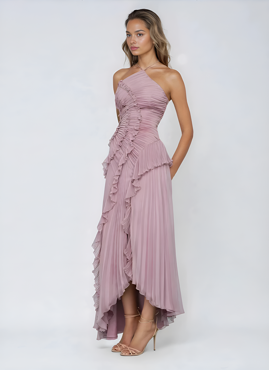 Livia | Elegant Asymmetrical White Maxi Dress for Women 1
