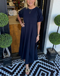 Wendy | Abito lungo elegante con maniche a sbuffo per donna