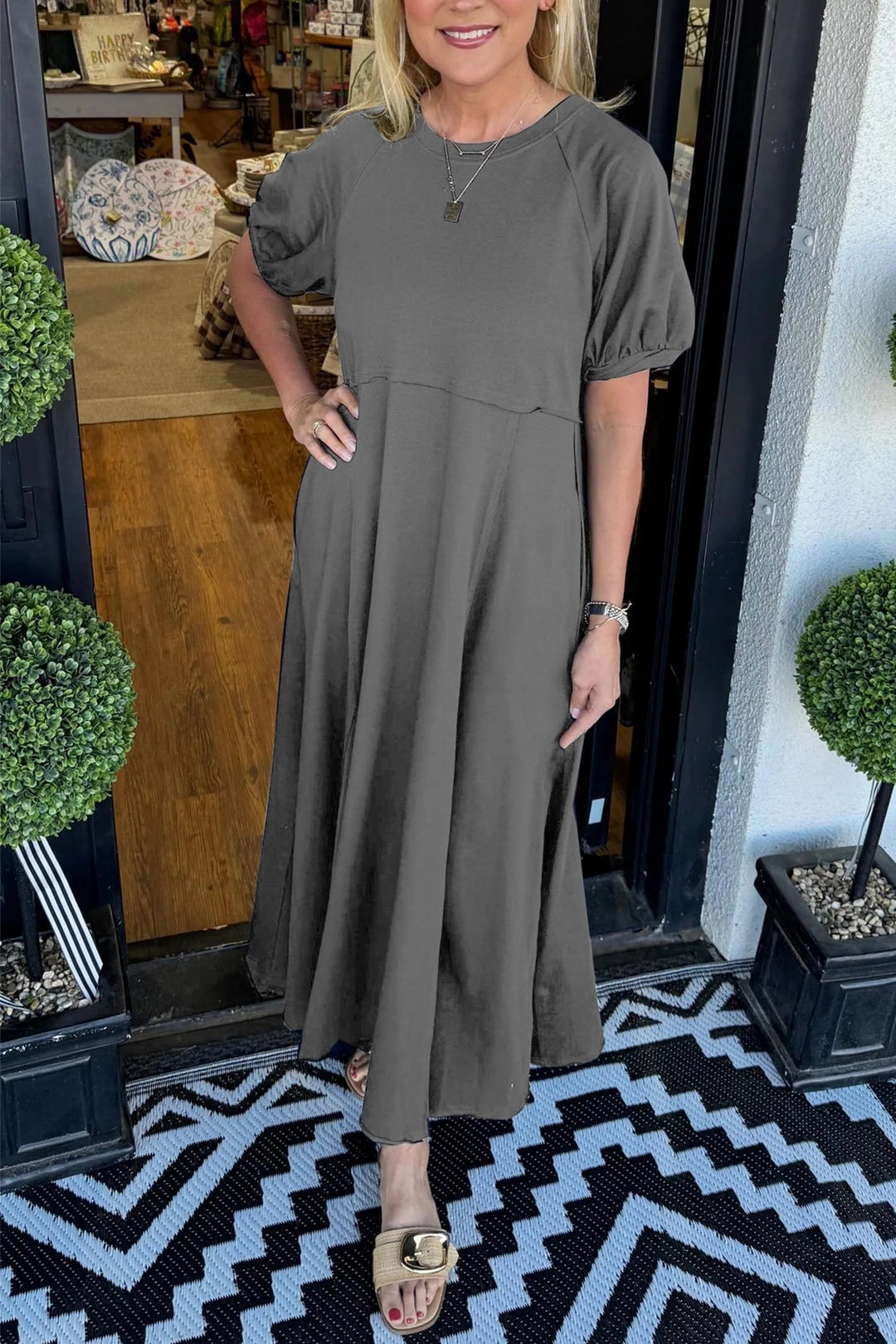 Livia | Elegant Puff Sleeve Maxi Dress for Women 9