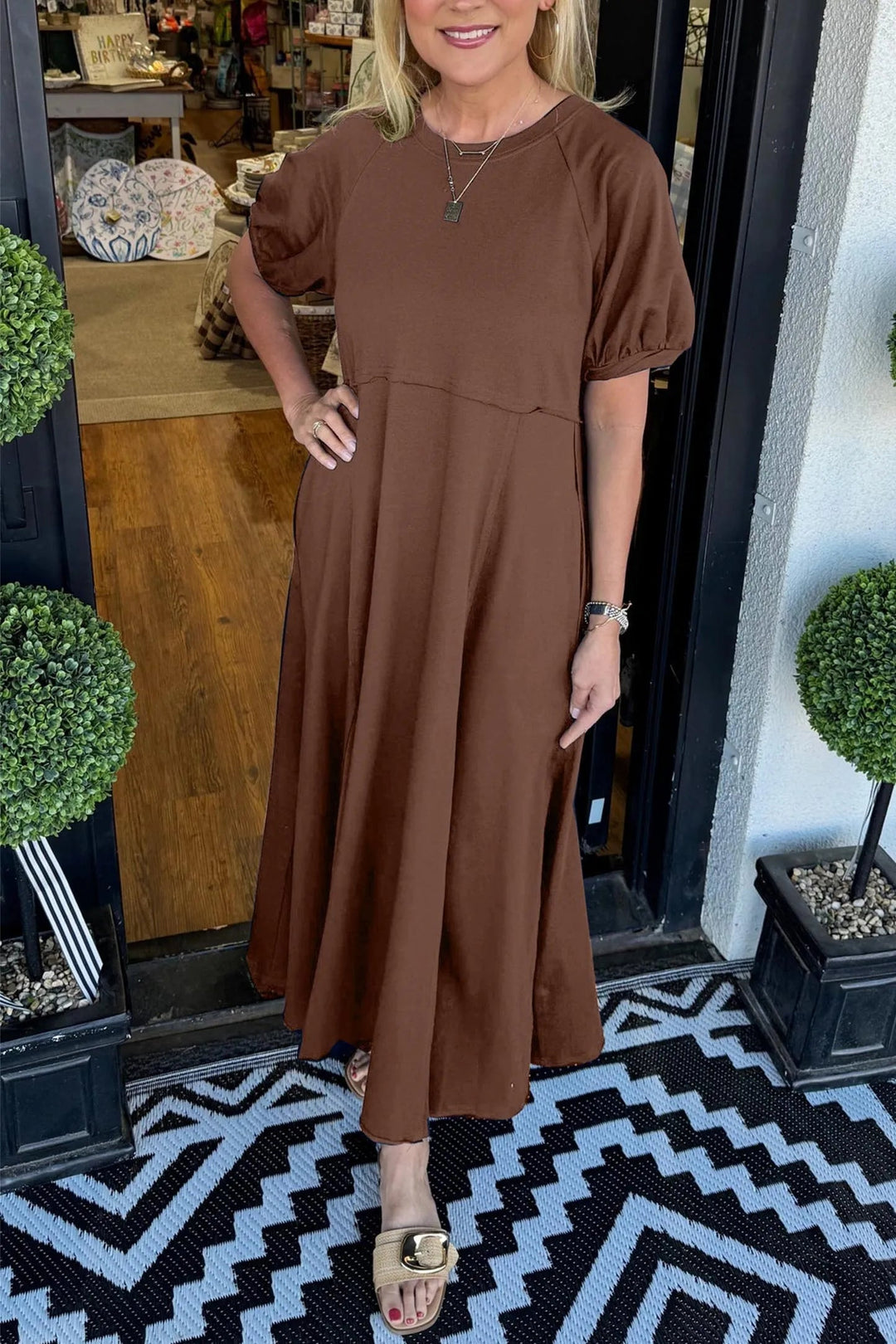 Livia | Elegant Puff Sleeve Plus Size Maxi Dress for Women 7