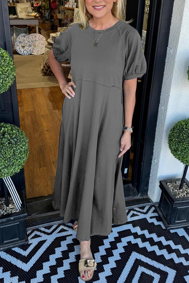 Livia | Elegant Puff Sleeve Plus Size Maxi Dress for Women 9