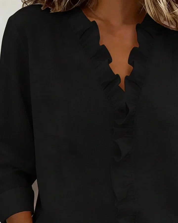 Livia | Elegant Ruffled V Neck Women's Blouse 3