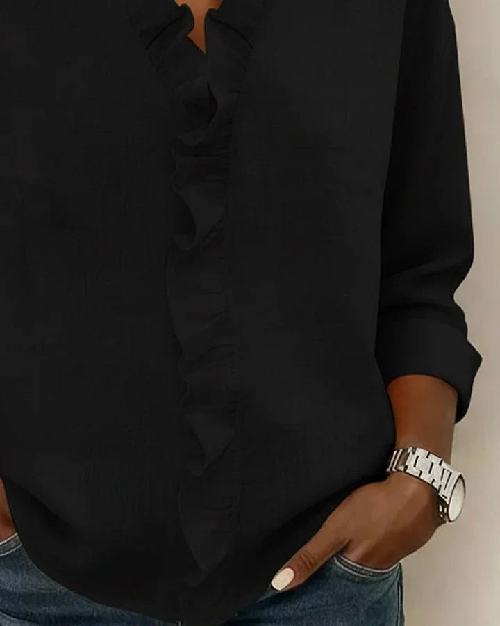 Livia | Elegant Ruffled V Neck Women's Blouse 4