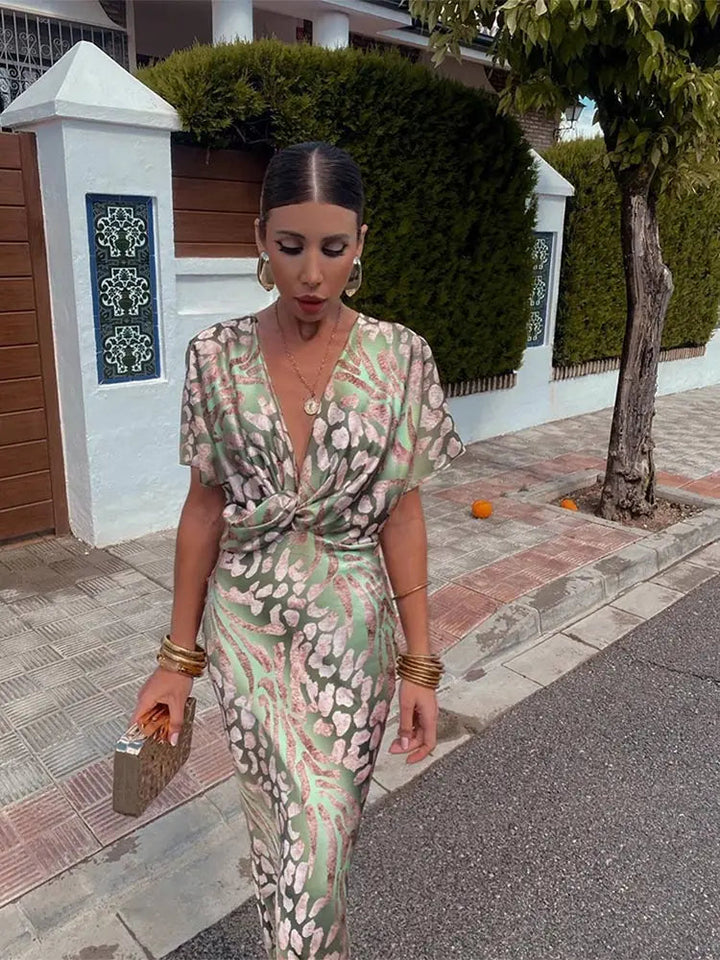 Livia | Elegant Twisted Knot Women's Midi Dress 0