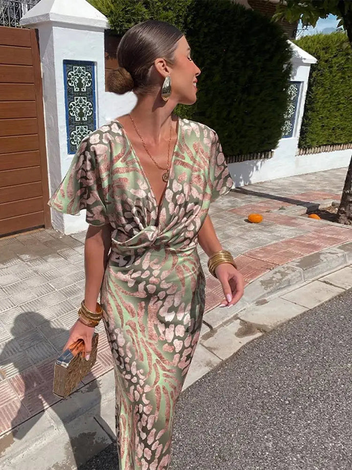 Livia | Elegant Twisted Knot Women's Midi Dress 2