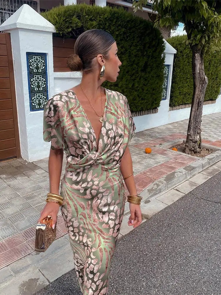 Livia | Elegant Twisted Knot Women's Midi Dress 5