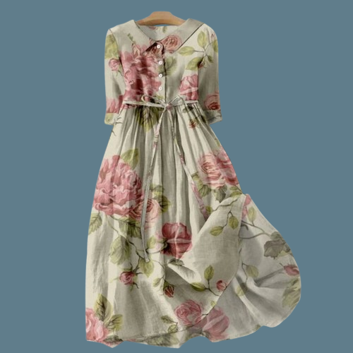 Nicole | Abito Elegante in Misto Lino per Uso Casual