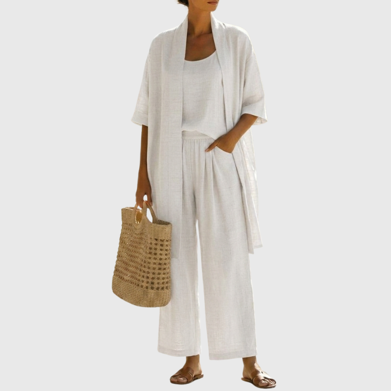 Livia | Elegant, Lightweight & Breathable Linen-Cotton Three Piece Set 0