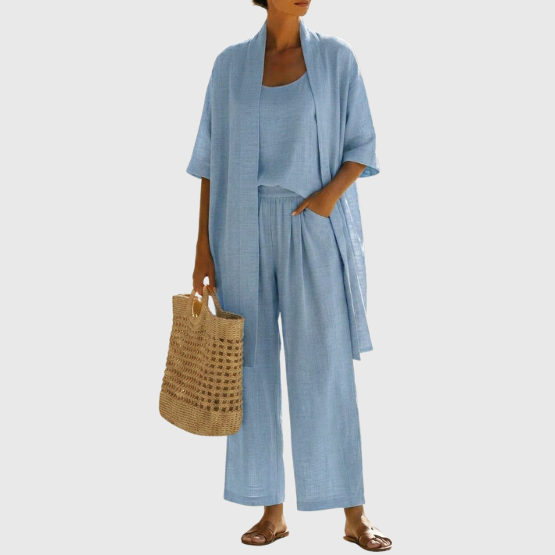 Livia | Elegant, Lightweight & Breathable Linen-Cotton Three Piece Set 10