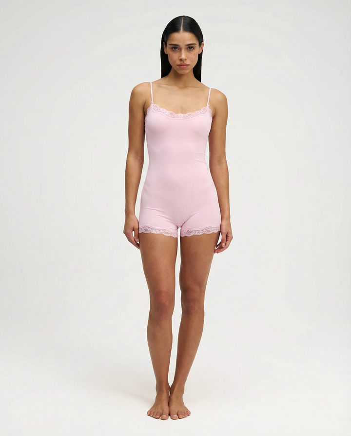 Luna Luxe | Soft Lace Trim Women's Romper 1