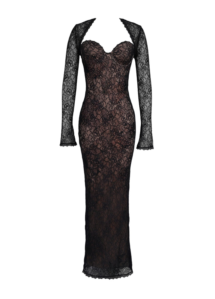 Luna | Elegant Black Lace Maxi Dress for Women 0