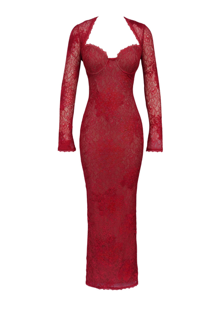 Luna | Elegant Black Lace Maxi Dress for Women 9
