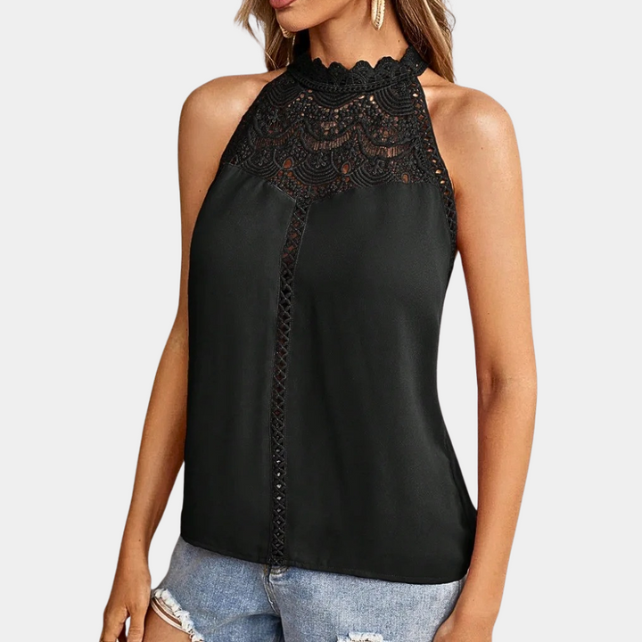 Luna | Elegant Lace Yoke Sleeveless Top – Stylish Going Out Top for Women 1