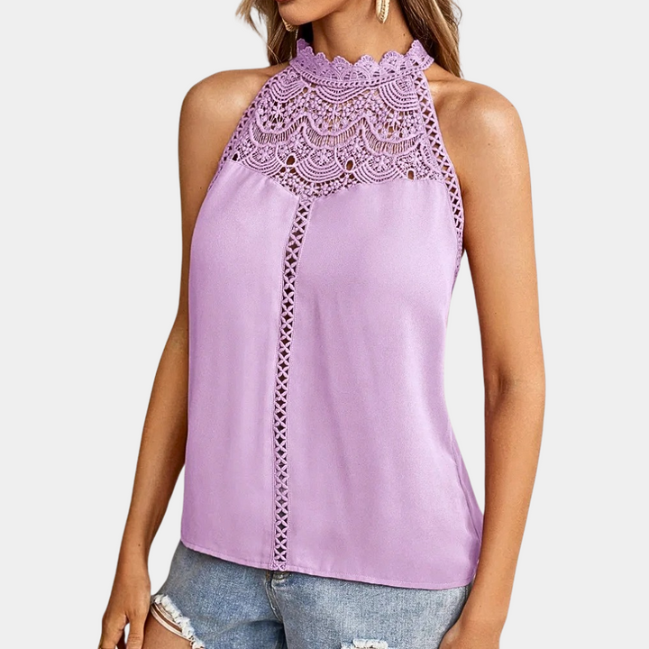 Luna | Elegant Lace Yoke Sleeveless Top – Stylish Going Out Top for Women 2