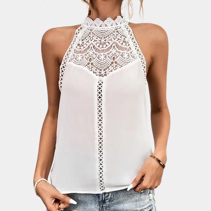 Luna | Elegant Lace Yoke Sleeveless Top – Stylish Going Out Top for Women 3