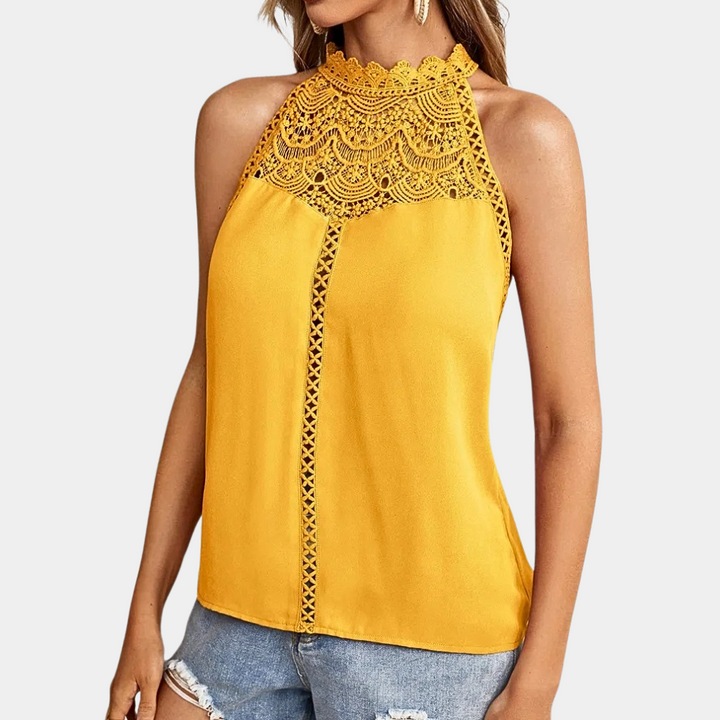 Luna | Elegant Lace Yoke Sleeveless Top – Stylish Going Out Top for Women 4