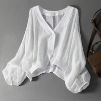 Maya | Blusa in lino senza sforzo e traspirante con maniche a pipistrello
