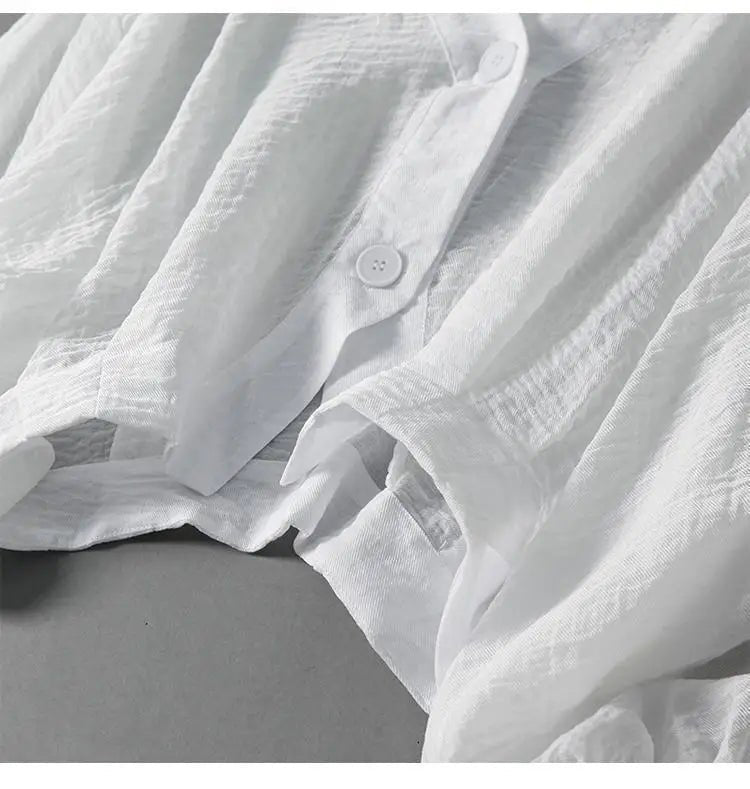 Luna | Elegant White Blouse – Breathable Cotton-Linen Blend for Summer, Plus Size Tops Available 2