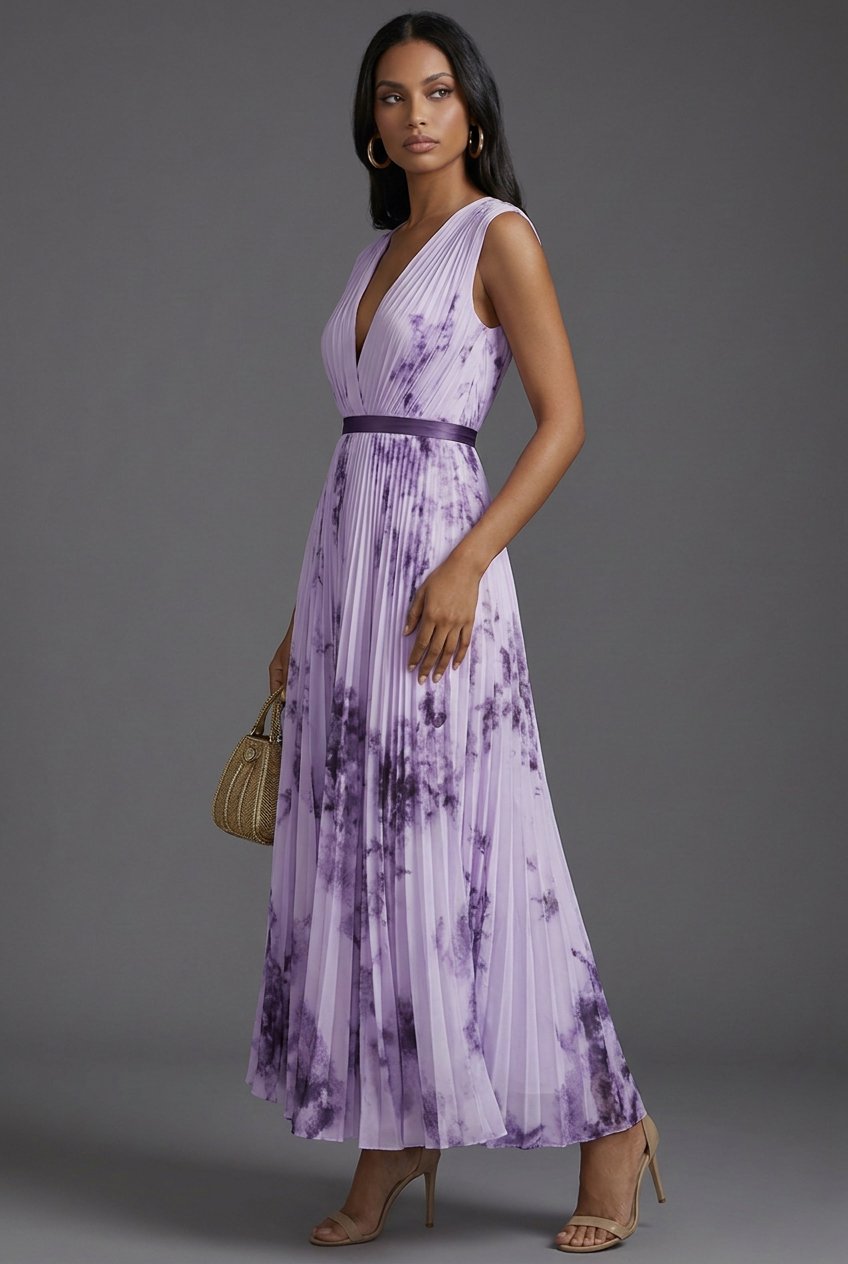 Luna | Mother of the Bride Dress Pleated Floral V-Neck Midi 6