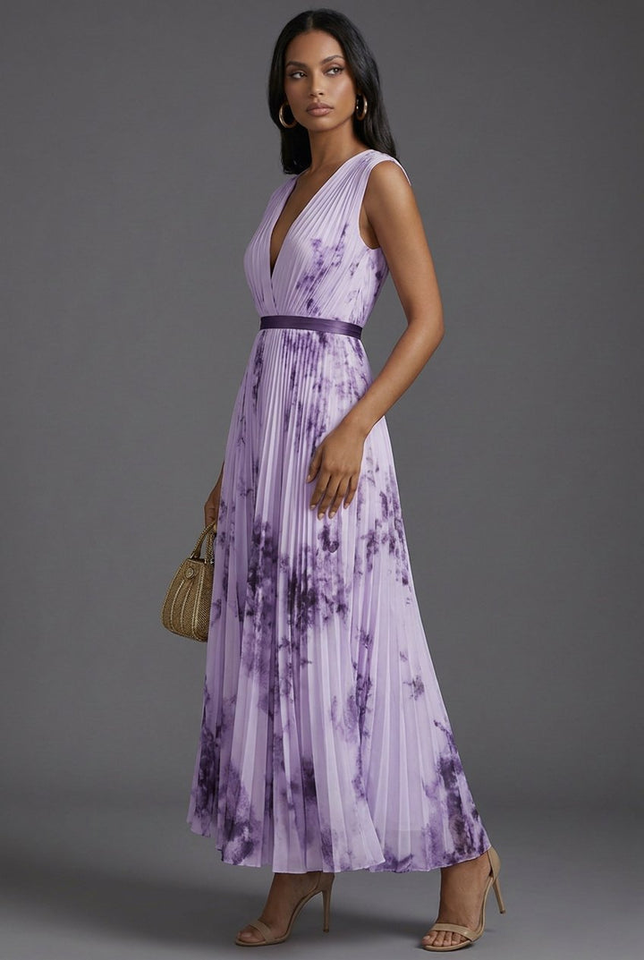 Luna | Mother of the Bride Dress Pleated Floral V-Neck Midi 6