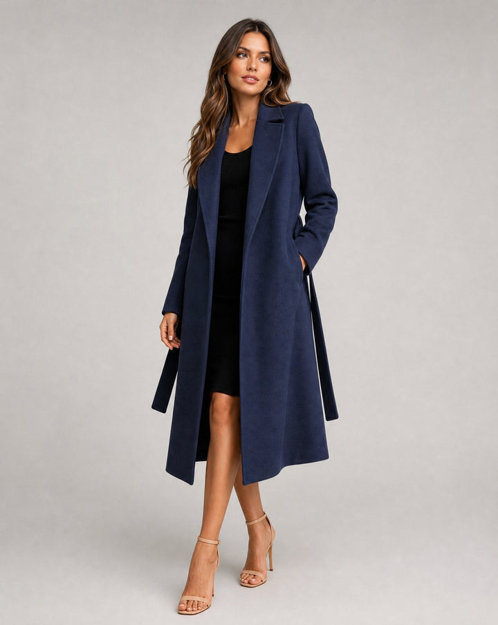 Luna | Women's Belted Wool-Blend Long Lapel Trench Coat 1