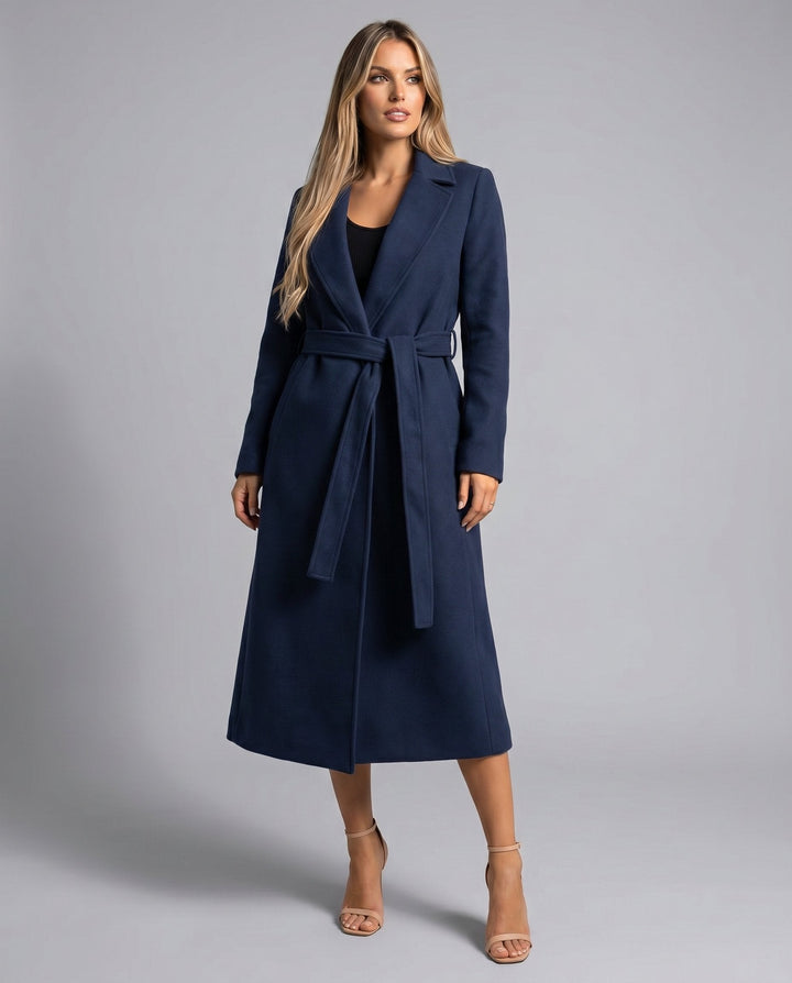 Luna | Women's Belted Wool-Blend Long Lapel Trench Coat 3