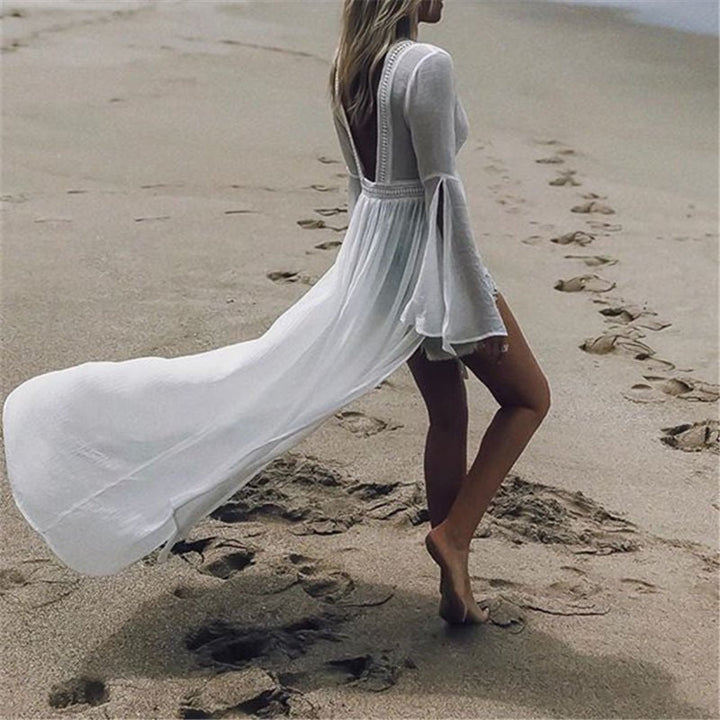 Luna | Women's Open-Back Maxi Beach Tunic Flowy Kimono Cover-Up 5