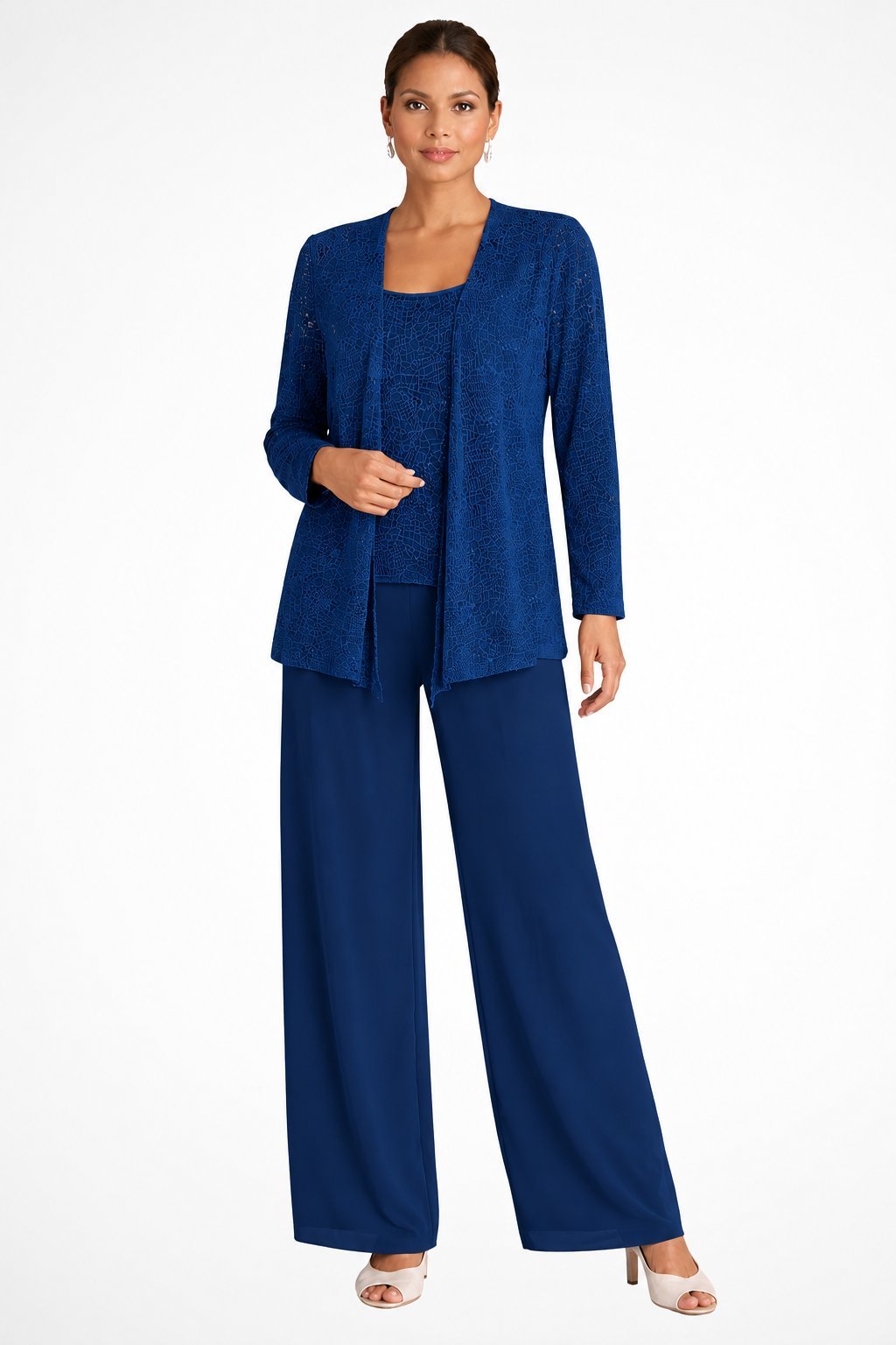 Luna | Women's Sequined Three-Piece Wide Leg Pants Suit Long Sleeve 6