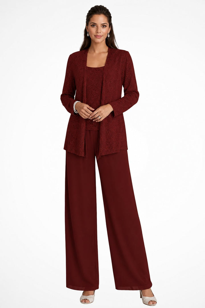 Luna | Women's Sequined Three-Piece Wide Leg Pants Suit Long Sleeve 9