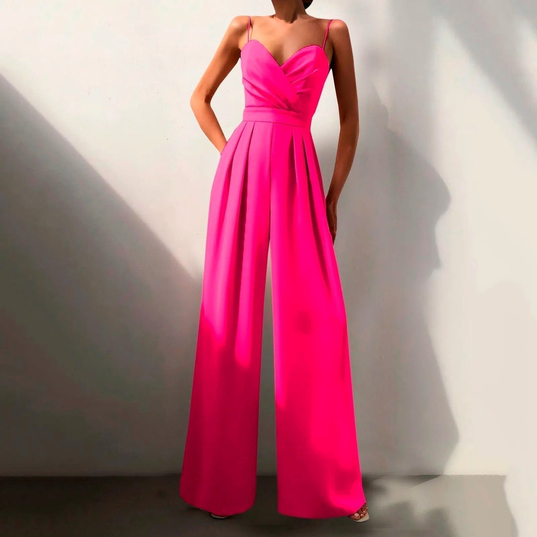 Luna | Women's Sweetheart Neck Spaghetti Strap Wide Leg Pants Jumpsuit 1