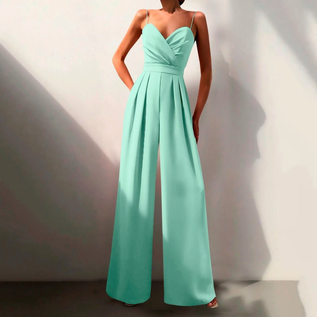 Luna | Women's Sweetheart Neck Spaghetti Strap Wide Leg Pants Jumpsuit 2