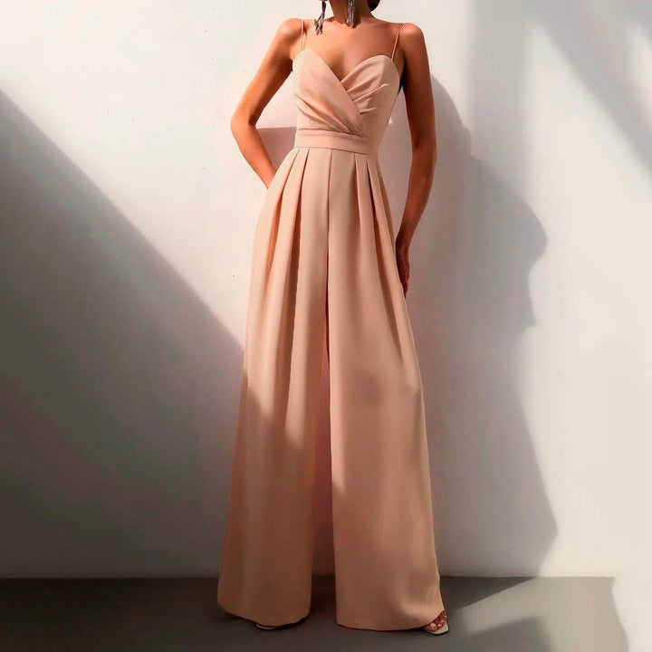 Luna | Women's Sweetheart Neck Spaghetti Strap Wide Leg Pants Jumpsuit 3