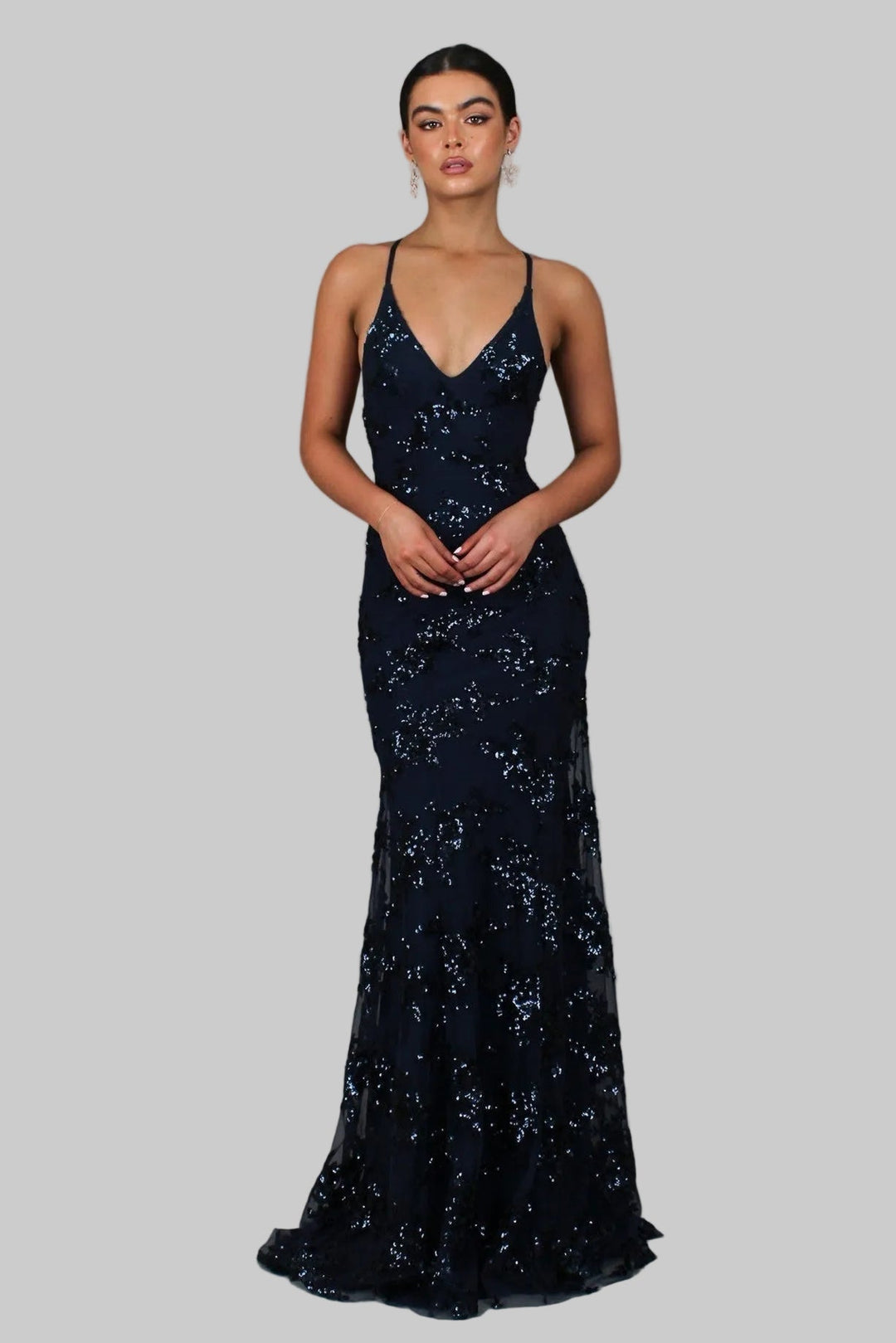 Lunara | Maxi Dress Long Elegant V-Neck Flowing Fit with Sequins 0