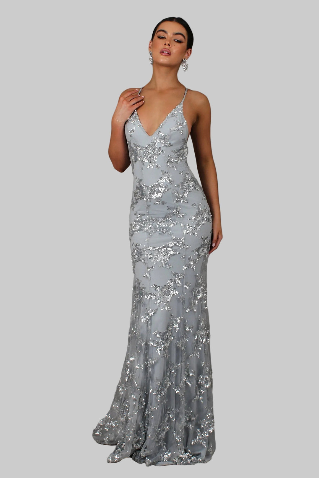 Lunara | Maxi Dress Long Elegant V-Neck Flowing Fit with Sequins 1