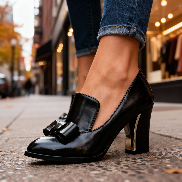 Lunara | Women's Pumps Black Heels for Women Elegant Bow Detail Fit 1