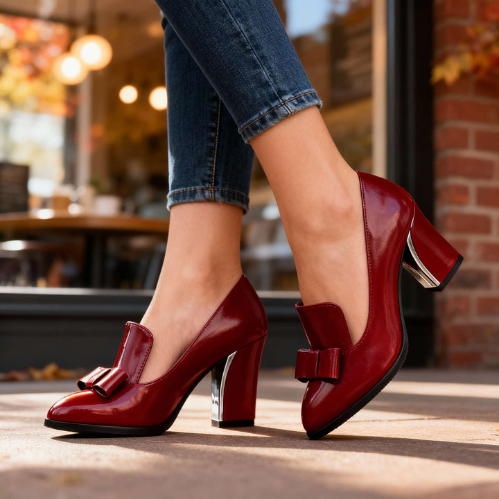 Lunara | Women's Pumps Black Heels for Women Elegant Bow Detail Fit 5