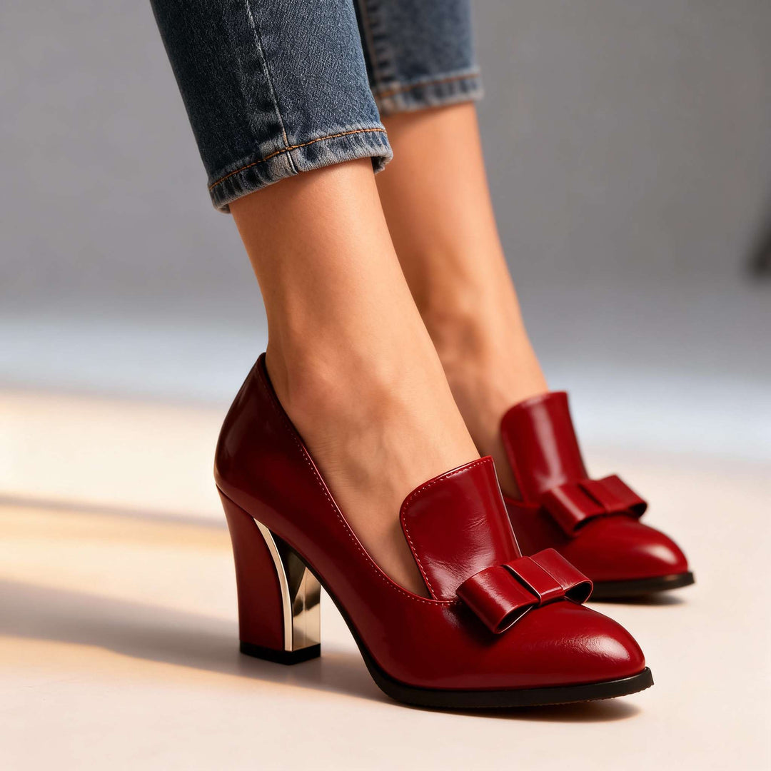 Lunara | Women's Pumps Black Heels for Women Elegant Bow Detail Fit 7