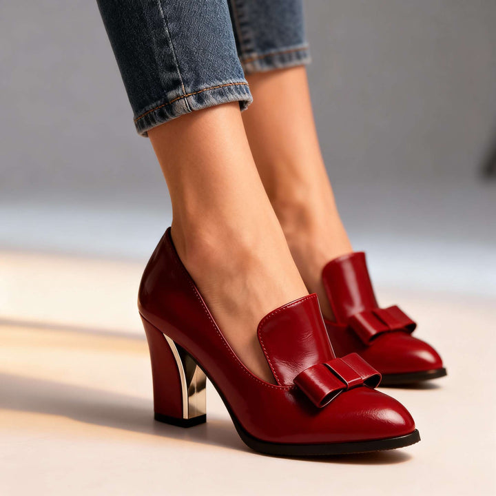 Lunara | Women's Pumps Black Heels for Women Elegant Bow Detail Fit 7