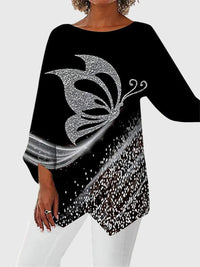Eleanor | Top elegante con stampa di farfalle e orlo asimmetrico