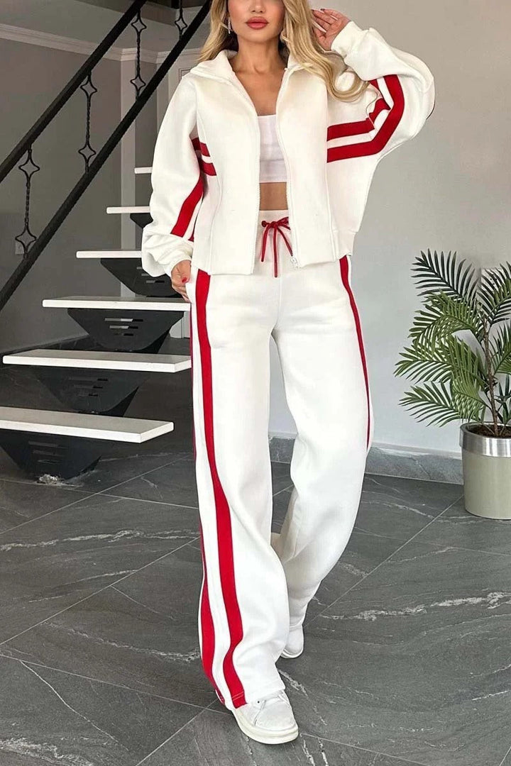 Lydia | Stylish Women's Track Suit Set – Comfortable, Zip-Up Jacket & Wide Leg Pants 0