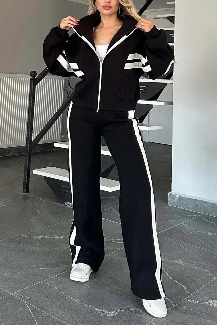 Lydia | Stylish Women's Track Suit Set – Comfortable, Zip-Up Jacket & Wide Leg Pants 1